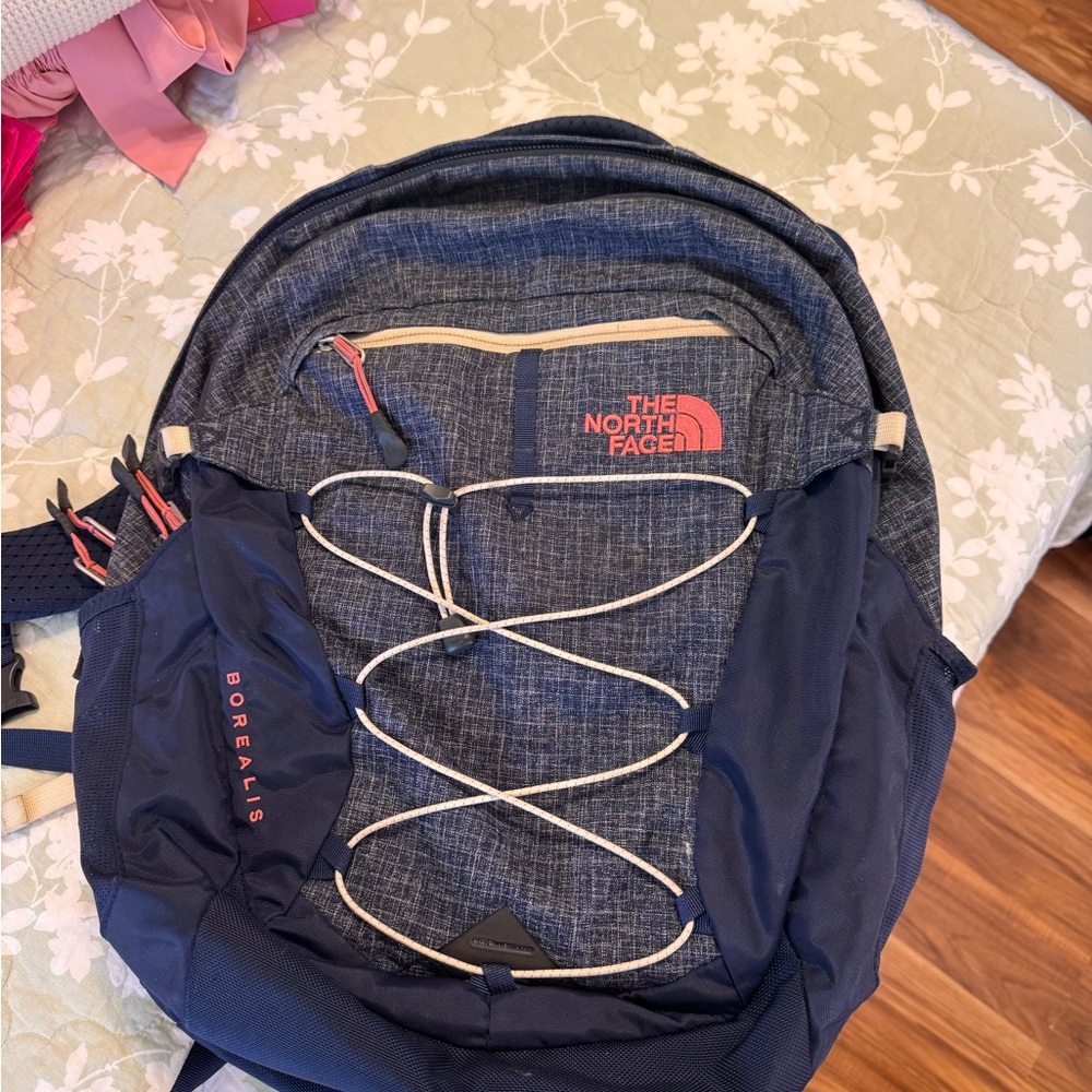 The North Face Borealis Blue and Pink Backpack